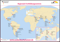 Weltkarte mit den Regionalen Fortbildungszentren